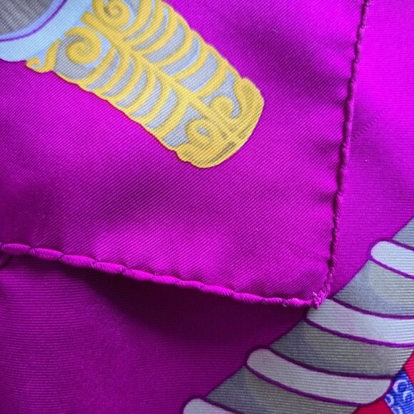 HERMES PARIS Carre 90 Etendards et Bonnieres Scarf 1984 Created By Annie Faivre - Picture 7 of 12